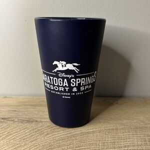Disney's Saratoga Springs Resort and Spa Cup Navy Blue White Silicone Pint 16 oz